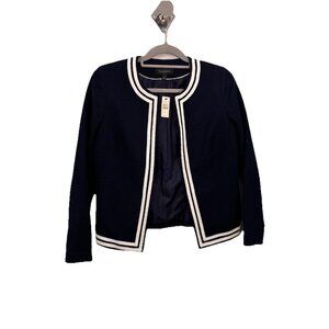 Talbots Navy Blue White Open Blazer Jacket Nautical Style Women 2